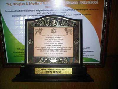 Ambassador For Peace Conferred on Sandeep Marwah