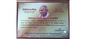 Mahatma Gandhi Peace Award to Sandeep Marwah
