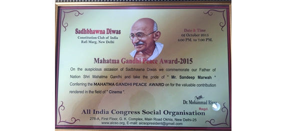 Mahatma Gandhi Peace Award to Sandeep Marwah