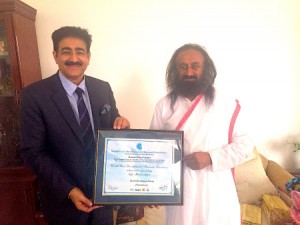 Sri Sri Ravi Shankar Met Ambassador of Peace Sandeep Marwah