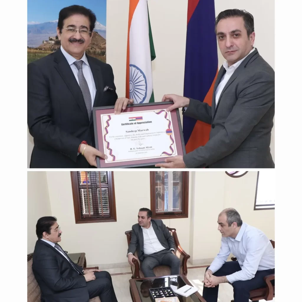 Sandeep Marwah Honored by Ambassador for His Services to Armenia