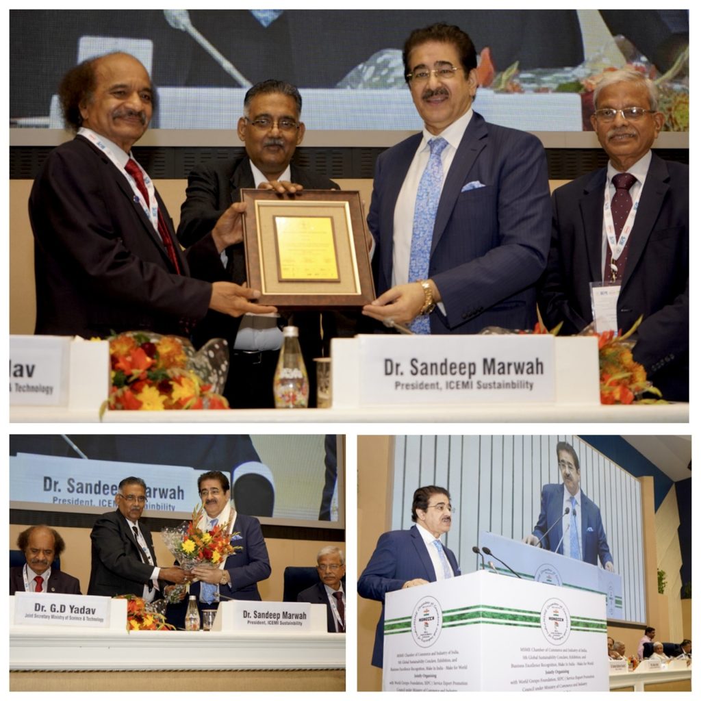 Dr. Sandeep Marwah Honored at 5th Global Sustainability Conclave at Vigyan Bhawan