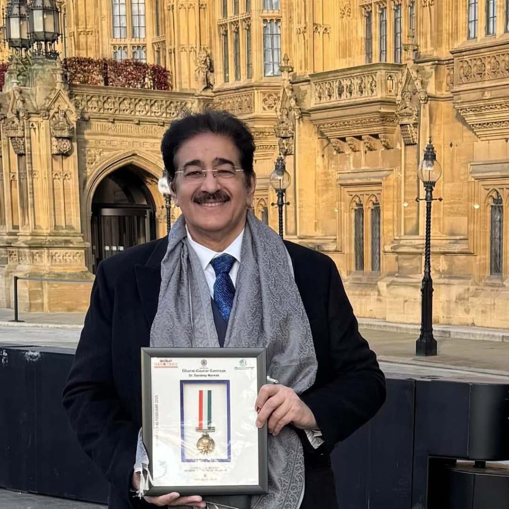 Sandeep Marwah Honored in British Parliament for the Eighth Time with Bharat Gaurav Award