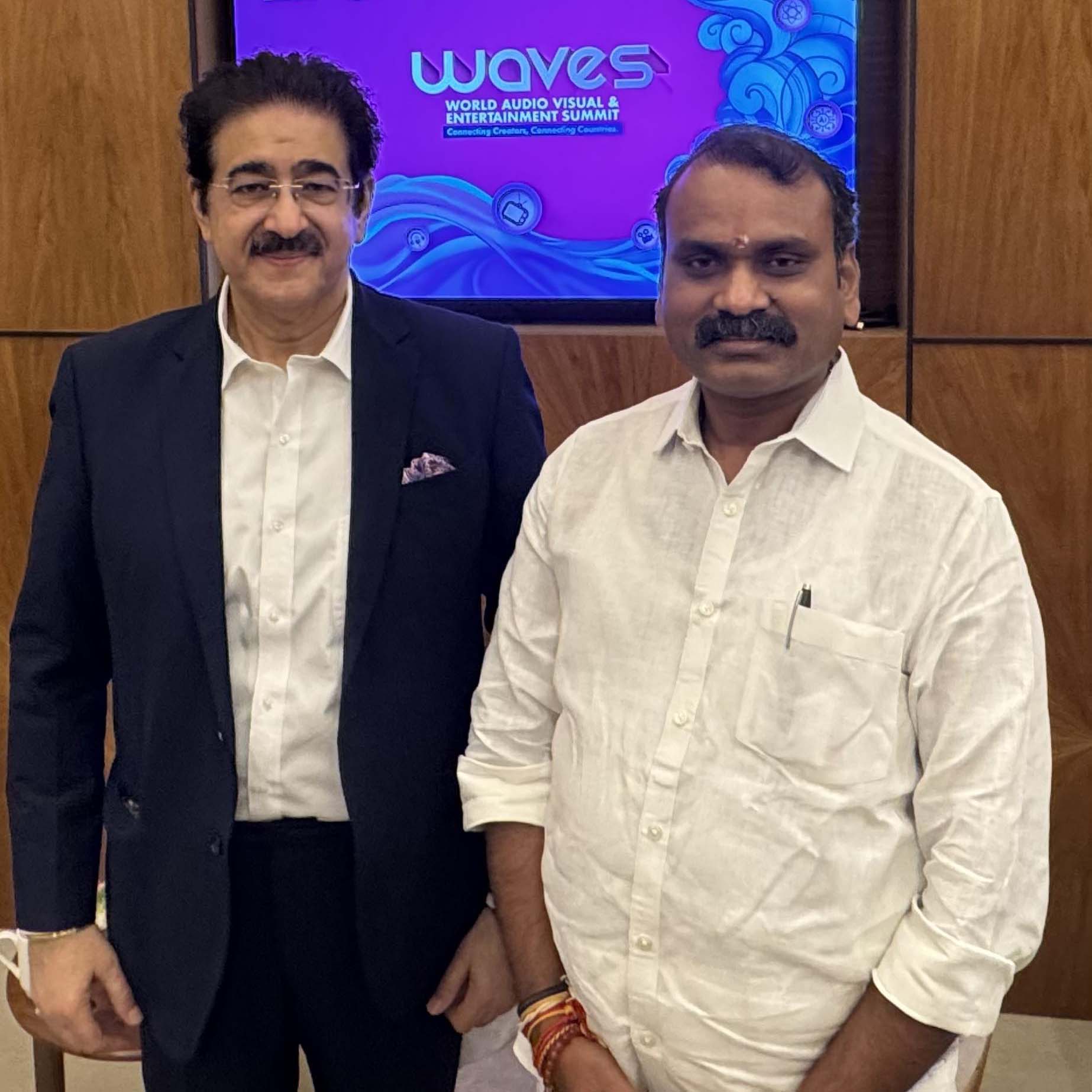 Minister Dr. L. Murugan Lauds Dr. Sandeep Marwah’s Four Decades of Service to Media and Entertainment at WAVES Summit