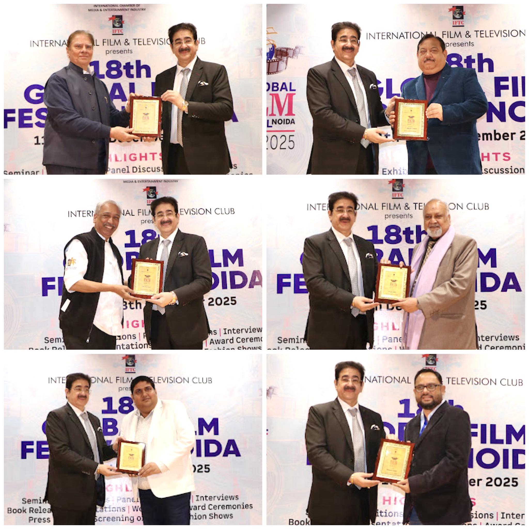 Dr. Sandeep Marwah Honours Eminent Film Industry Leaders at the 18th Global Film Festival Noida 2025