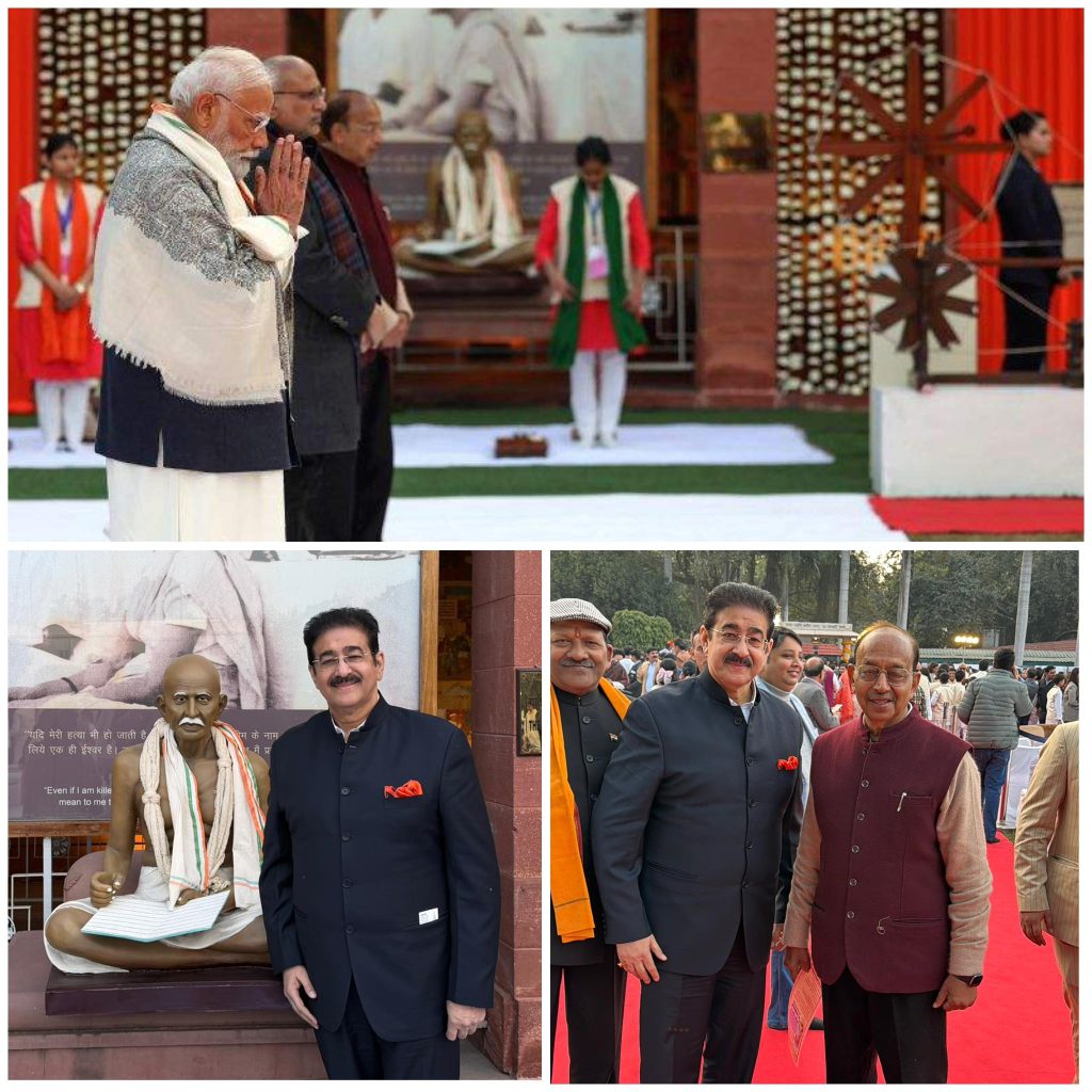 Dr Sandeep Marwah Pays Tribute to Mahatma Gandhi in the Presence of National Leadership at Gandhi Smriti