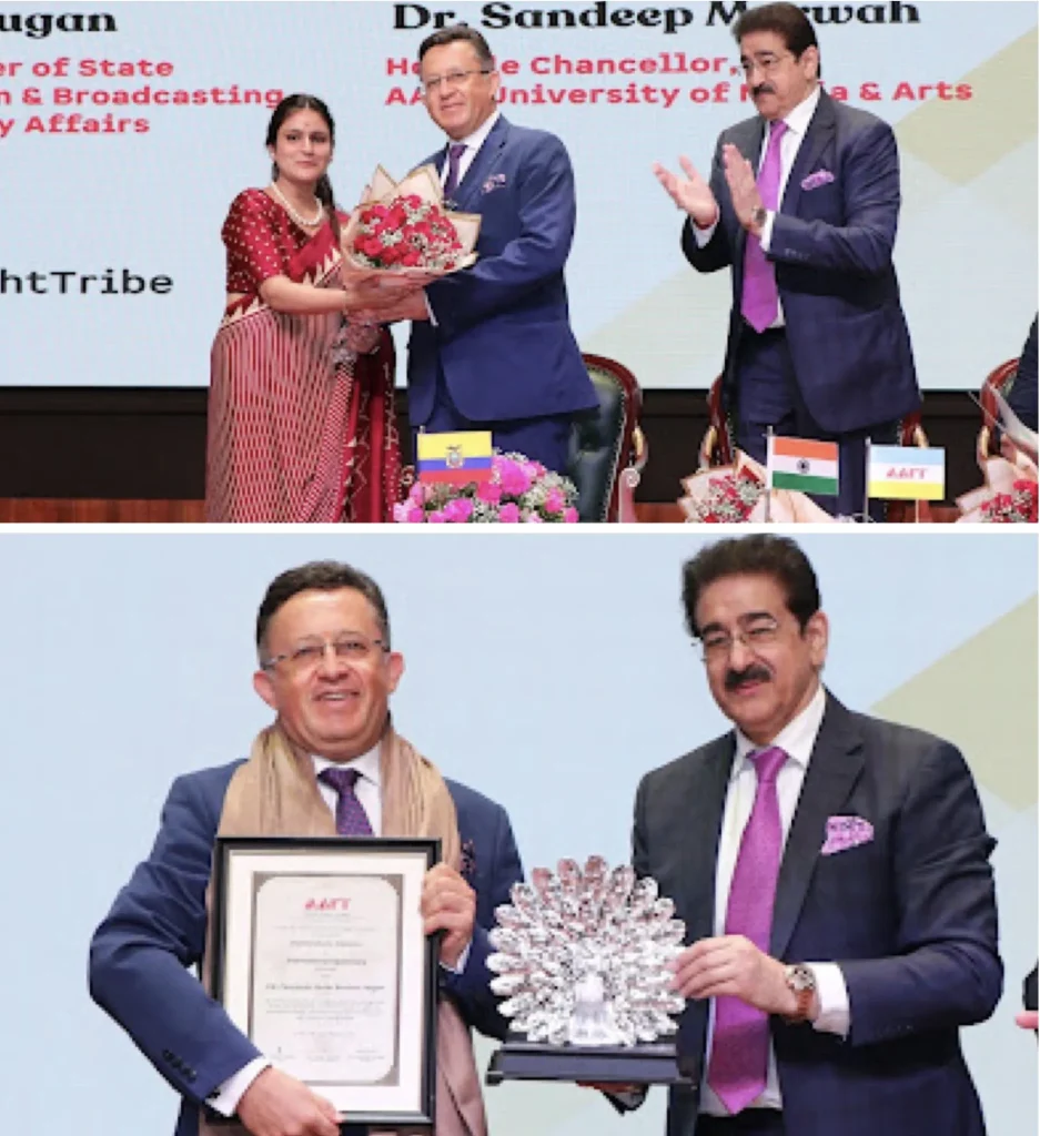 AAFT Presents Prestigious Distinction to H.E. Fernando Bucheli at Bharat Mandapam