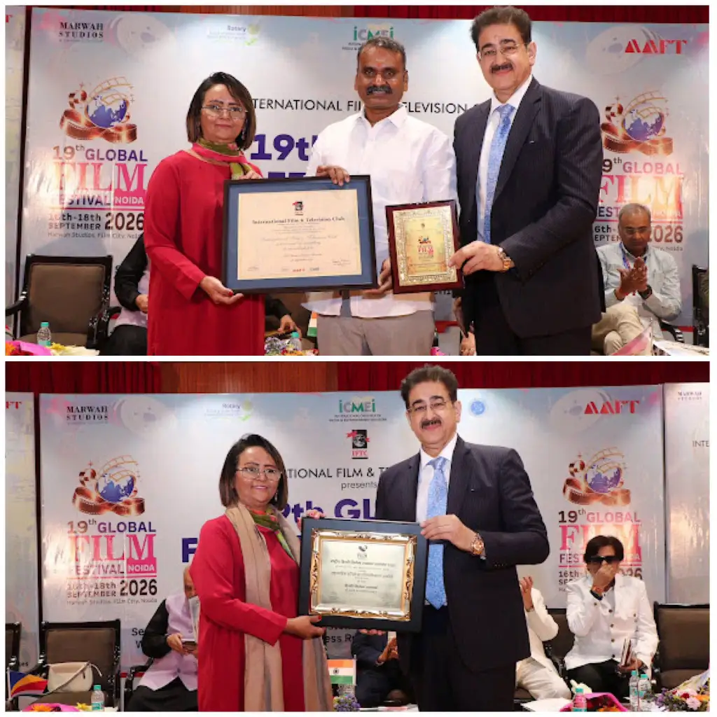 Seychelles High Commissioner Presented with Hindi Cinema Samman Patronship at 19th Global Film Festival Noida
